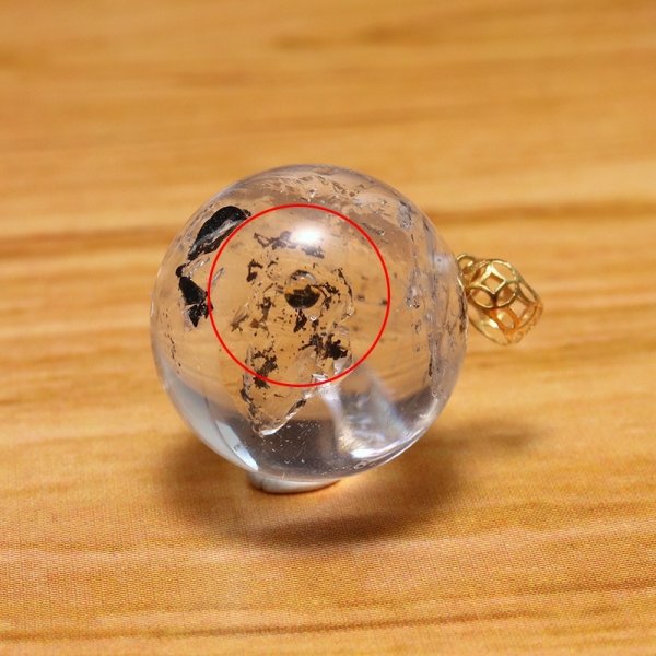 画像2: ペンダントトップ　水入り水晶　丸　約13ｍｍ　K18　ゴールド　品番：19264 (2)