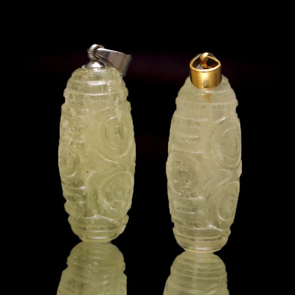 画像4: ペンダントトップ リビアングラス 龍眼天珠 エジプト産 ステンレス シルバー 品番:19292 (4)
