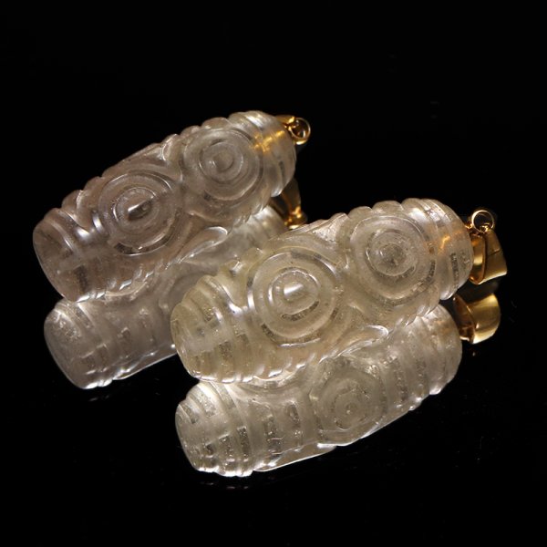 画像3: ペンダントトップ リビアングラス 龍眼天珠 エジプト産 ステンレス ゴールド 品番:19293 (3)
