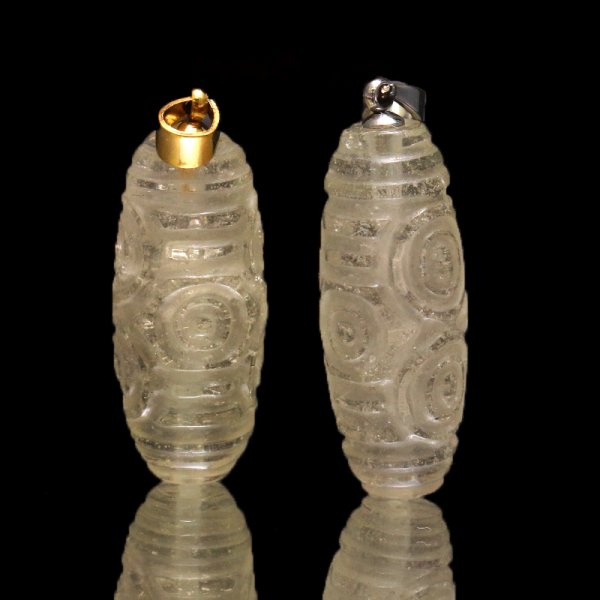 画像4: ペンダントトップ リビアングラス 龍眼天珠 エジプト産 ステンレス ゴールド 品番:19293 (4)