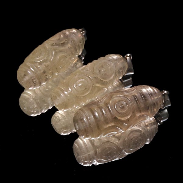 画像3: ペンダントトップ リビアングラス 龍眼天珠 エジプト産 ステンレス シルバー 品番:19294 (3)