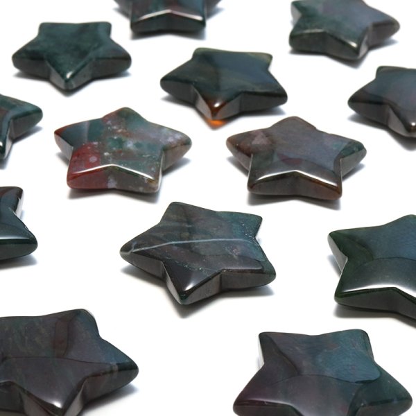 画像2: 置物　スター　星　ブラッドストーン　健康　癒し　彫り物　インテリア　天然石　品番：13593 (2)