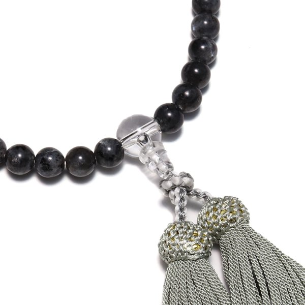 画像2: 【現品限り】御念珠　ディープマリンスノー約8mm＋水晶　女性用　日本製　品番：19321 (2)