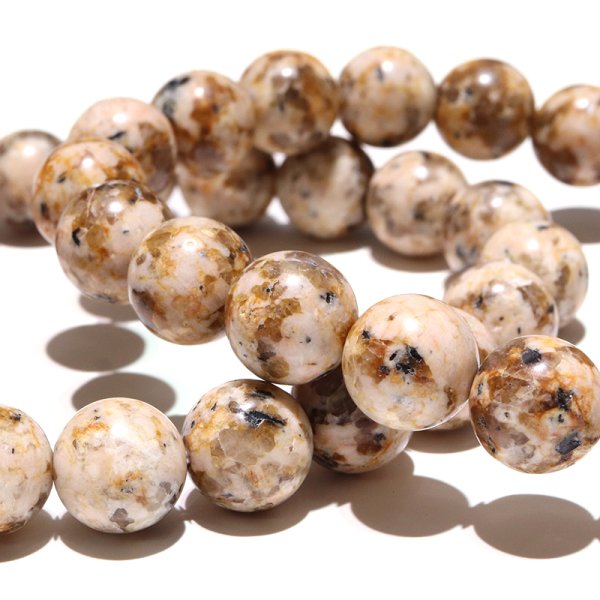 画像4: 【日本銘石】ブレス　タコ石(犬島石）＜岡山県産＞　黄色　研磨有　丸　約12mm　品番：19353 (4)