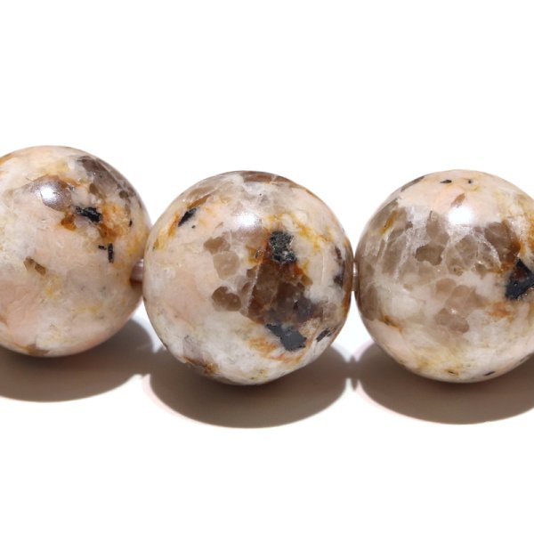 画像2: 【日本銘石】ブレス　タコ石(犬島石）＜岡山県産＞　黄色　研磨有　丸　約12mm　品番：19353 (2)