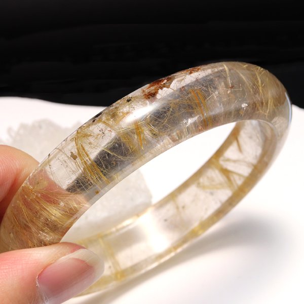 画像4: 【一点物】クローズドバングル　ルチルクォーツ＜ブラジル産＞　幅　約14mm　ケース付き　品番：19384 (4)