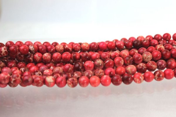 画像2: 【売切50%OFF（表示価格が割引後の金額）】連　コッパーターコイズ（染レッドカラー） 　丸　 8mm　　※割引クーポン・ポイント付与対象外　品番： 10283 (2)