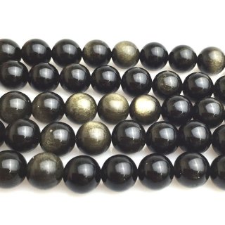 連 ゴールデンオブシディアン 丸 約6mm 品番： 5733 - ストーン