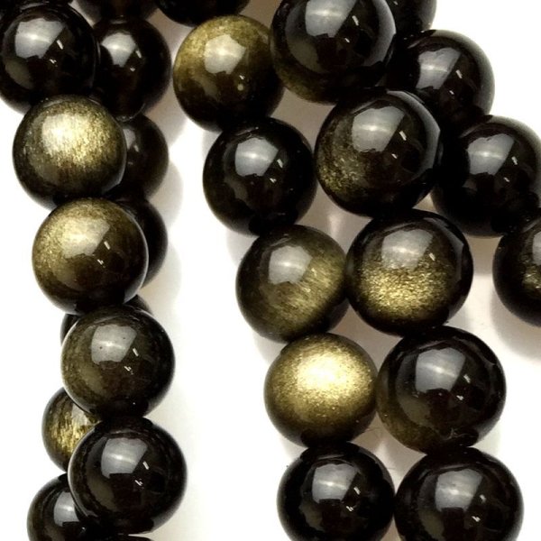 画像2: 連　ゴールデンオブシディアン　丸　 約6mm　　品番： 5733 (2)