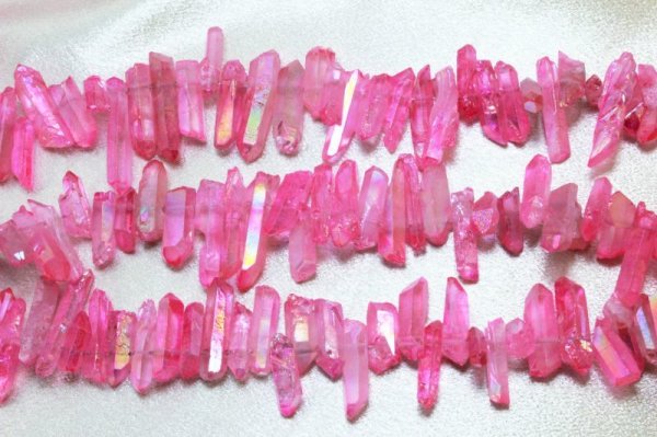 画像3: 連 クリスタルスティック ピンク染AB  濃いめ 品番: 7552 (3)