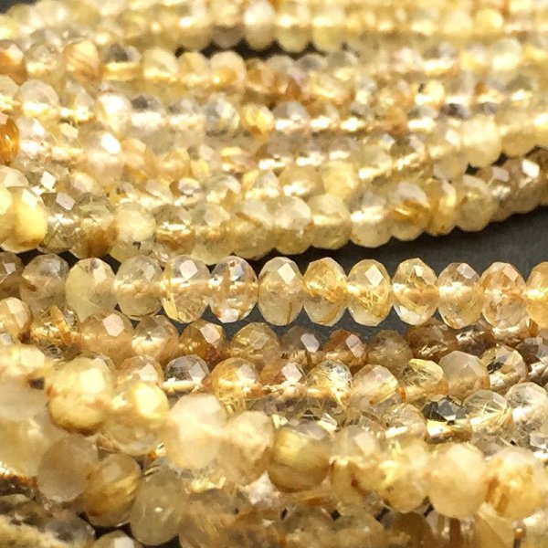 画像3: 連 金ルチル ソロバンカット 5*3mm  品番: 9099 (3)