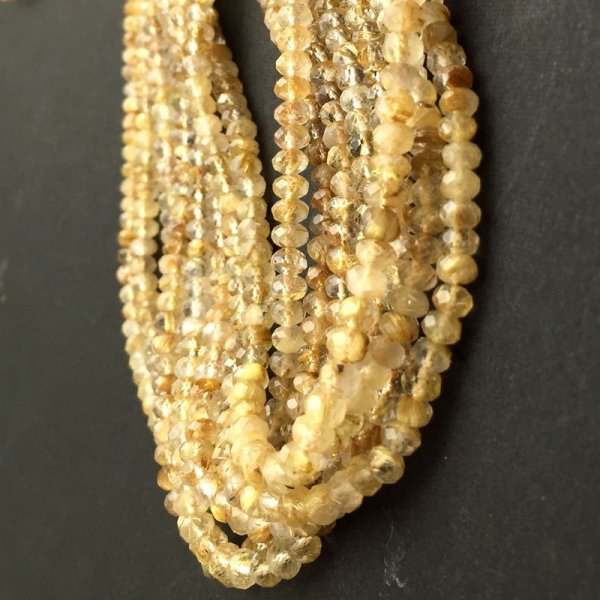 画像4: 連 金ルチル ソロバンカット 5*3mm  品番: 9099 (4)