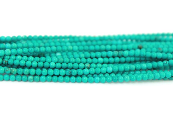 画像2: 連　ターコイズ　丸　2mm　　※ポイント対象外　品番： 9777 (2)