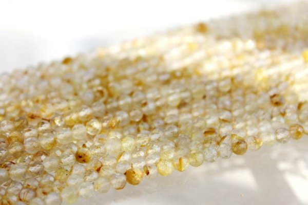 画像2: 連 ルチルクォーツ カット 4mm 品番: 9973 (2)
