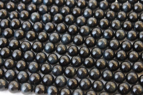 画像2: 連 ブルータイガーアイ  丸  6mm    品番: 4436 (2)