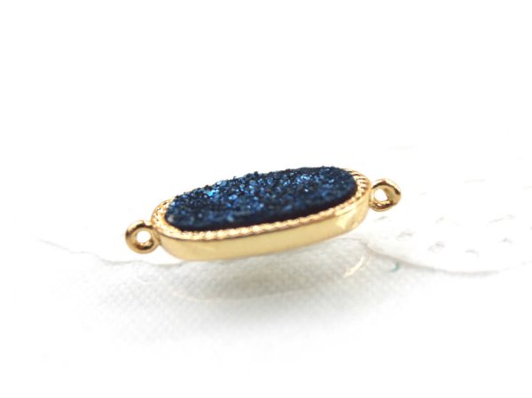 画像2: ドゥルージー 枠付きふたつ穴 楕円型(ブルー) 1.5×1.0cm  品番: 7959 (2)