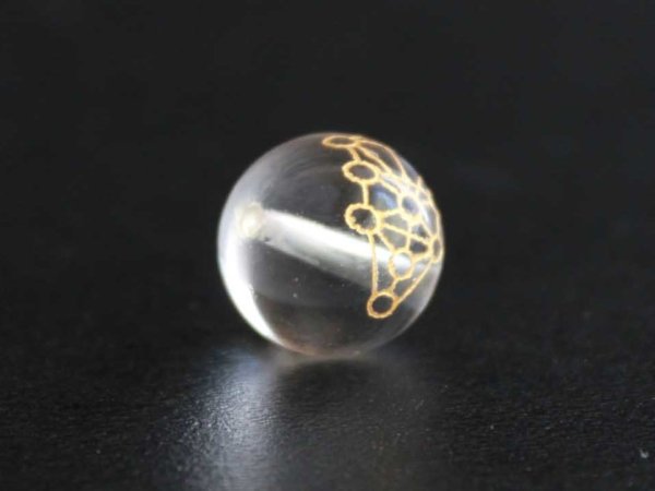 画像2: 【オリジナル商品】カービング 神聖幾何学模様 セフィロトの樹 水晶(金彫り) 12mm  品番: 4601 (2)