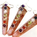 ペンダントトップ チャーム 剣形状セブンチャクラ オブシディアン 品番