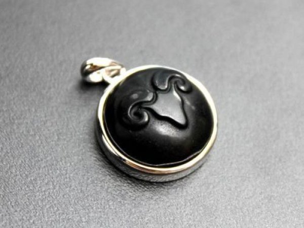 画像2: オブシディアン使用★星座のペンダントトップ おひつじ座(SV枠)  品番: 7987 (2)