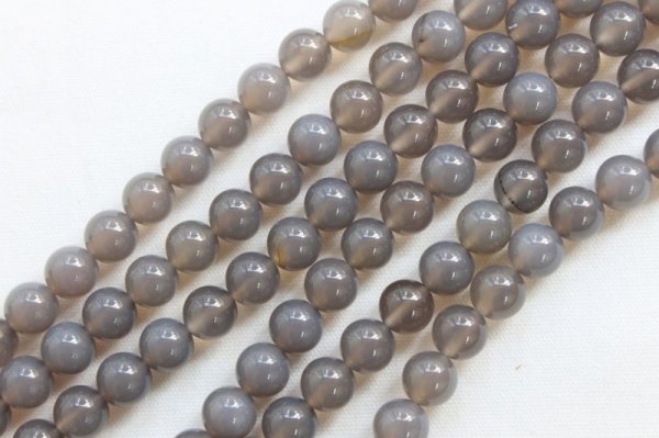 画像2: 【売切50%OFF(表示価格が割引後の金額)】連 グレーカルセドニー  丸 12mm    ※割引クーポン・ポイント付与対象外 品番: 4128 (2)
