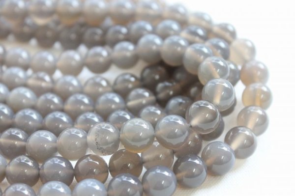 画像4: 【売切50%OFF(表示価格が割引後の金額)】連 グレーカルセドニー  丸 12mm    ※割引クーポン・ポイント付与対象外 品番: 4128 (4)