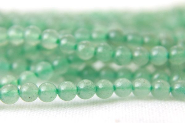 画像2: 連 アベンチュリン グリーン  丸  4mm 品番: 3703 (2)