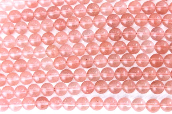 画像2: 連 合成チェリークォーツ  丸  6mm    品番: 4157 (2)