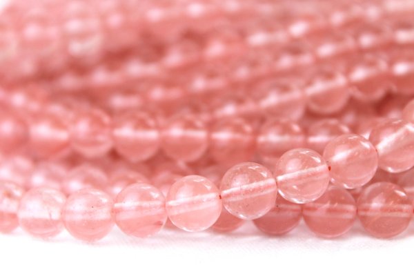 画像4: 連 合成チェリークォーツ  丸  6mm    品番: 4157 (4)
