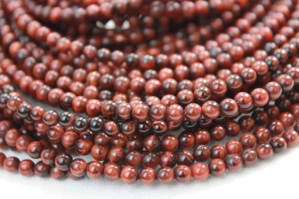 画像2: 連 レッドタイガーアイ  丸  4mm    品番: 4597 (2)