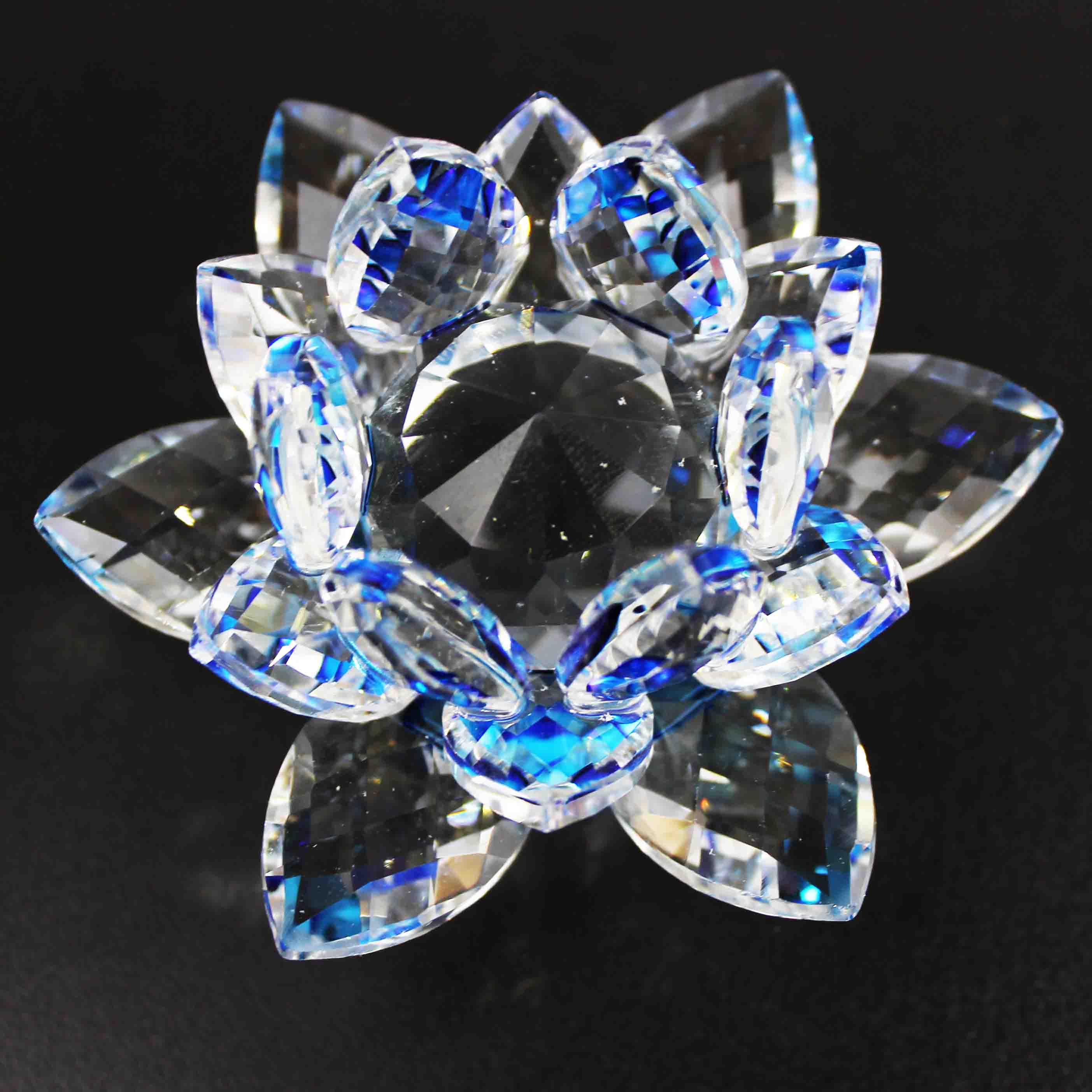 クリスタルガラス蓮花台 ブルーカラー 小サイズ 品番： 1008610086 