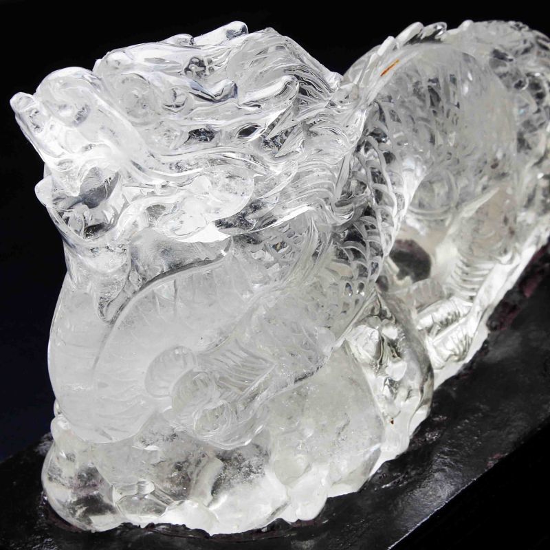 一点物 置物 彫り物 水晶 クリスタル 龍 台付き 品番 置物 オブジェ 置物その他 ストーンクラブ